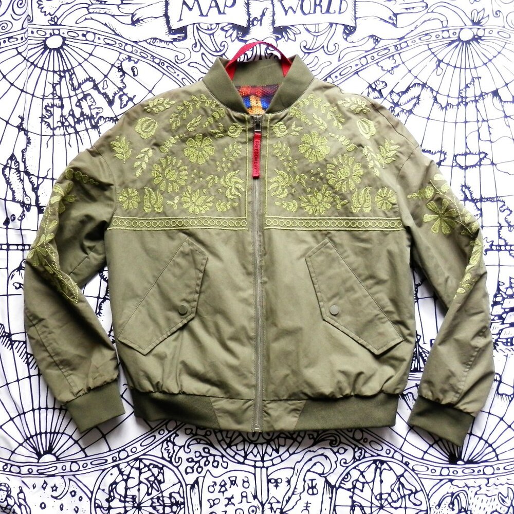 FREEDOMDAY || Floral Embroidered Bomber Jacket